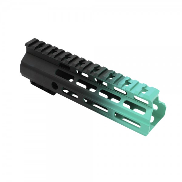 CERAKOTE GRADIENT| AR-15 ANGLE CUT CLAMP ON M-LOK 7 INCH HANDGUARD- BLACK BASE- GRADIENT- ROBINS EGG -MADE IN U.S.A